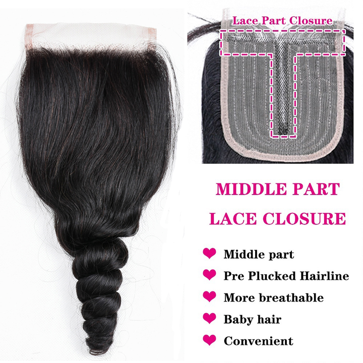 28 30 40 Inch Loose Wave Hair 3 Bundles With 4x4 Lace Closure Remy Brazilian 100% Human Hair Weave