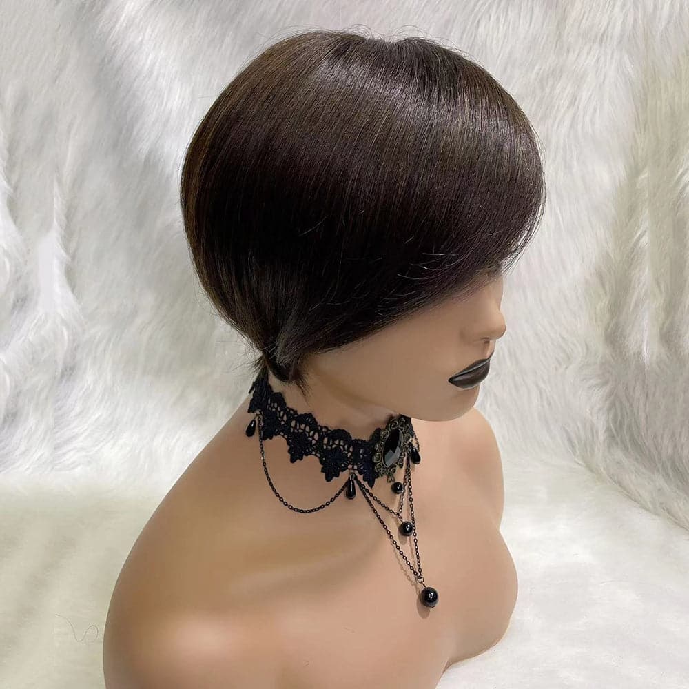 #2 Pixie Cut Straight Bob Full Machine Made Wigs For woman Human Hair