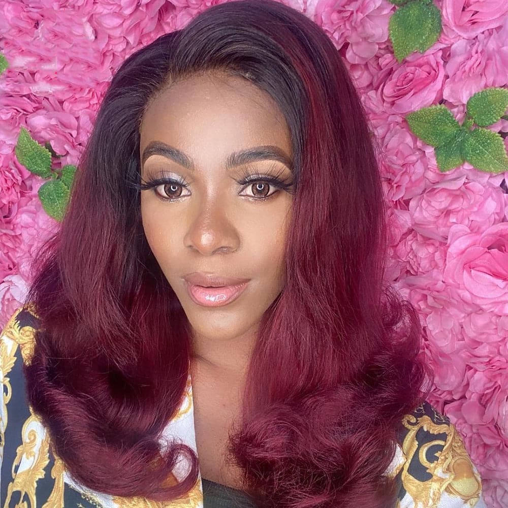 Lumiere 1B/99J Ombre Body Wave 4x4/5x5/13x4 Lace Closure/Frontal 150%/180% Density Wigs For Women Pre Plucked