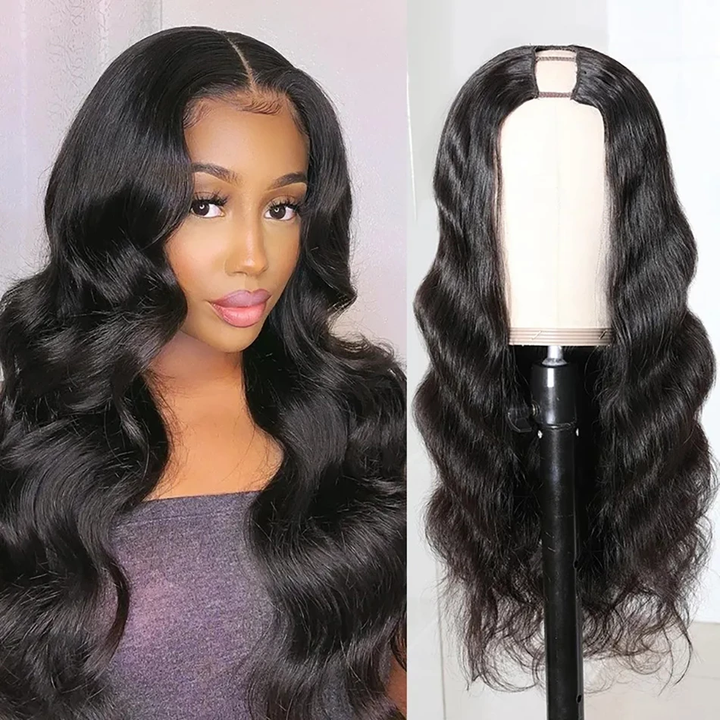 Body Wave U Part Black Brazilian Human Wig 150% Density Human Hair