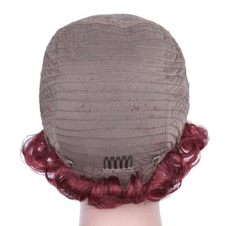 1B/99J 13x1 Lace Loose Curly Short Pixie Cut Bob Wigs For Women