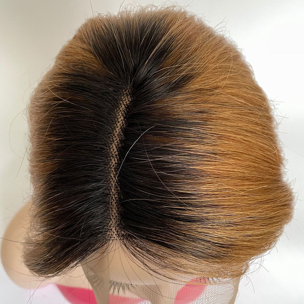 1B/30 13x1 T Lace Side Part Straight Short Pixie Cut Bob Wigs For Women