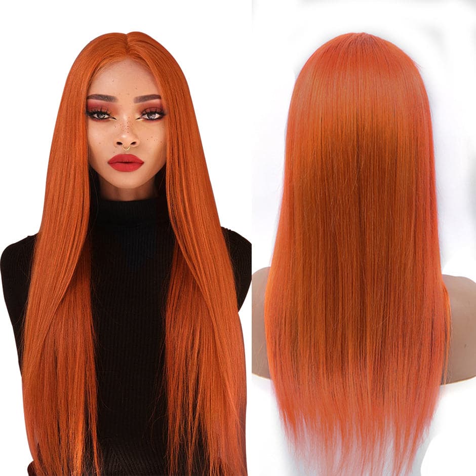 #350 Ginger straight hair lace front / T part lace wigs colored human hair wig 10-30 inch