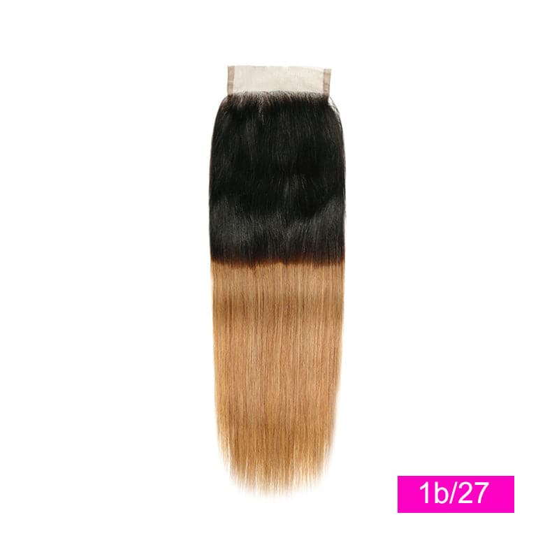 lumiere 1B/27 Ombre Straight Hair 4 Bundles With 4x4 Closure Pre Colored human hair - Lumiere hair