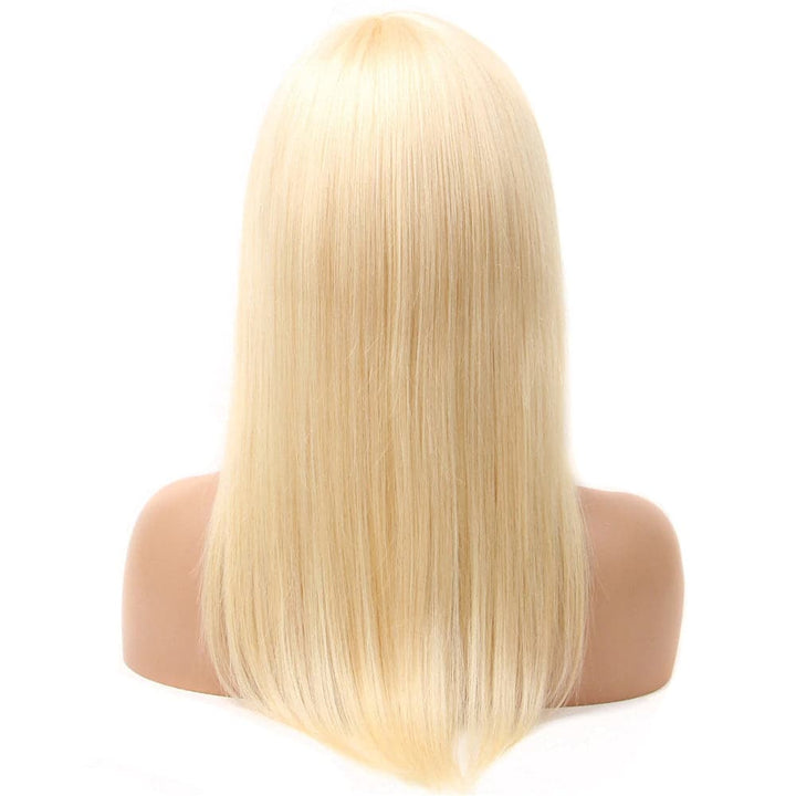 613 Blonde Straight Full Machine Made None Lace Front Wigs With Bangs For Women 12-24 Inches