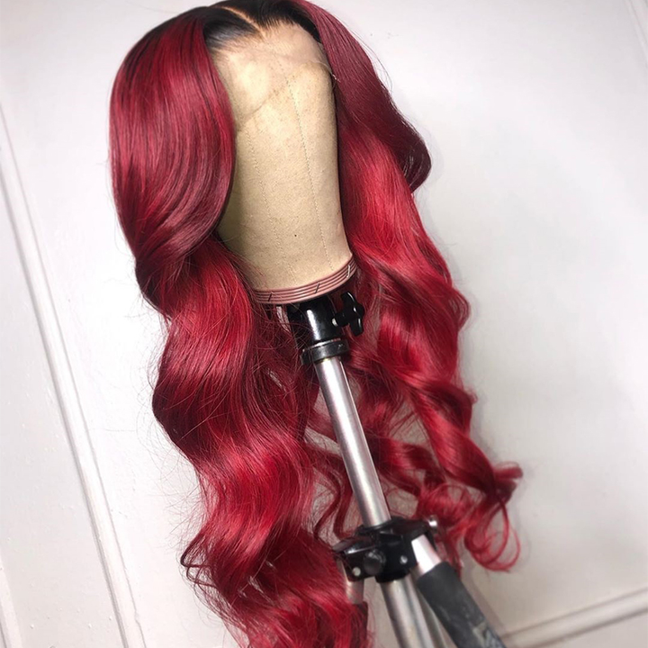 Lumiere 1B/BURG Ombre Body Wave 4x4/5x5/13x4 Lace Closure/Frontal 150%/180% Density Wigs For Women Pre Plucked