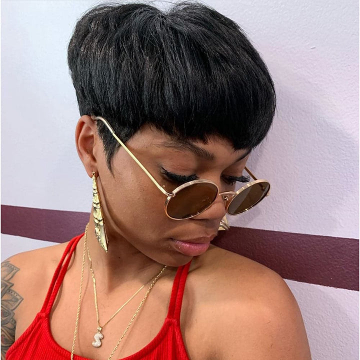 Ship In 24Hours-Lumiere Short Bob Straight Natural Wave Pixie Cut None Lace Human Hair Wigs