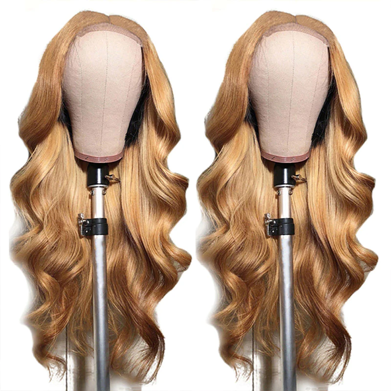 # 27 Honey Blonde Body Wave Perruque frontale en dentelle pré-plumée Cheveux humains