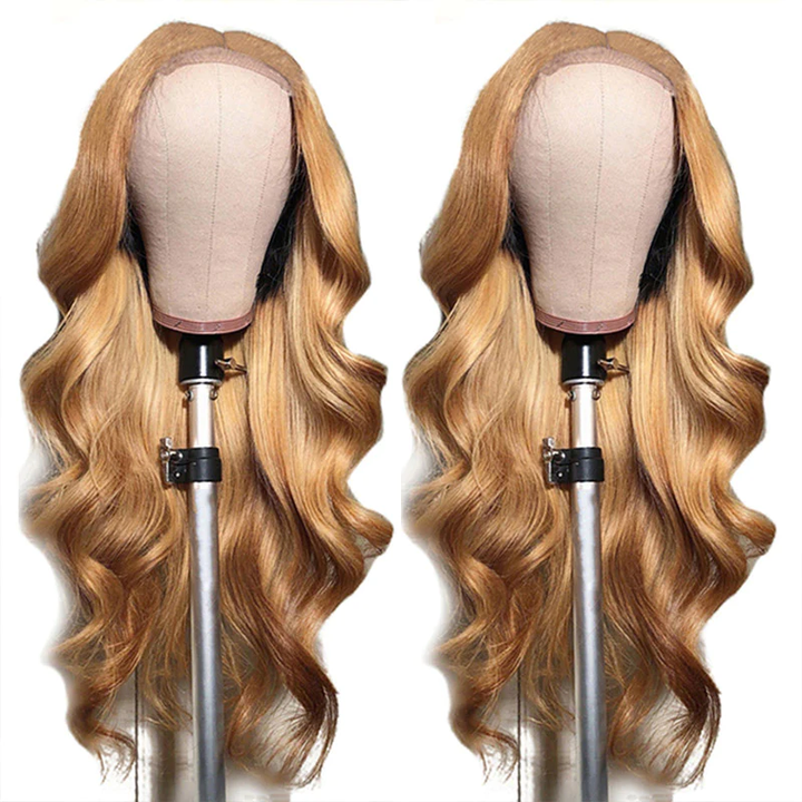 # 27 Honey Blonde Body Wave Perruque frontale en dentelle pré-plumée Cheveux humains