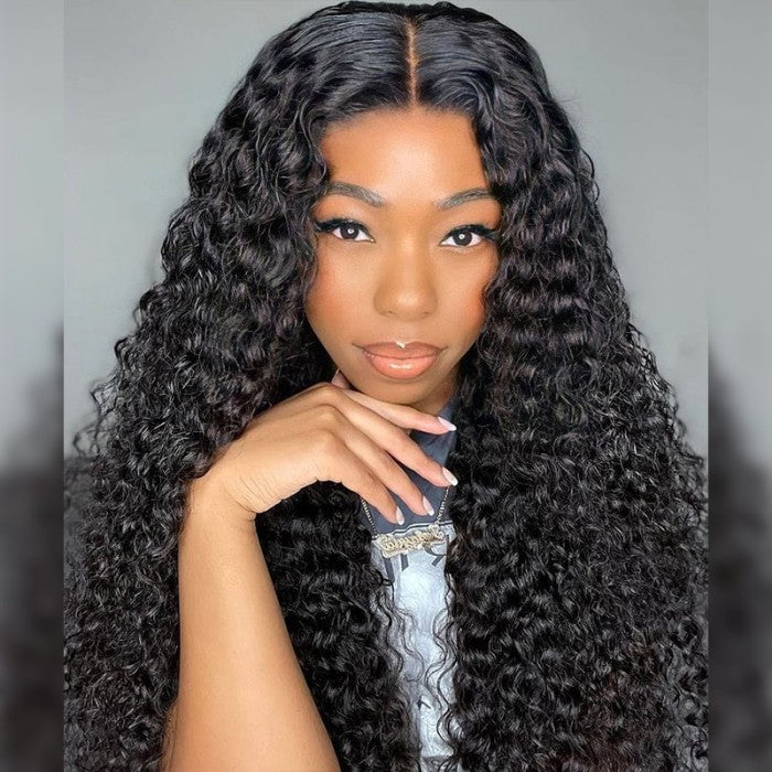 Water Wave Wear & Go Pre Plucked Glueless Wigs Pre Cut 4x4 Lace Closure Wigs with Natural Hairline Beginner Friendly