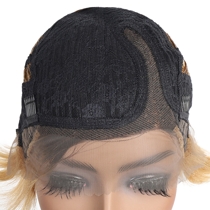 1B/27 13x1 T Lace Side Part Straight Short Pixie Cut Bob Perruques Pour Femmes