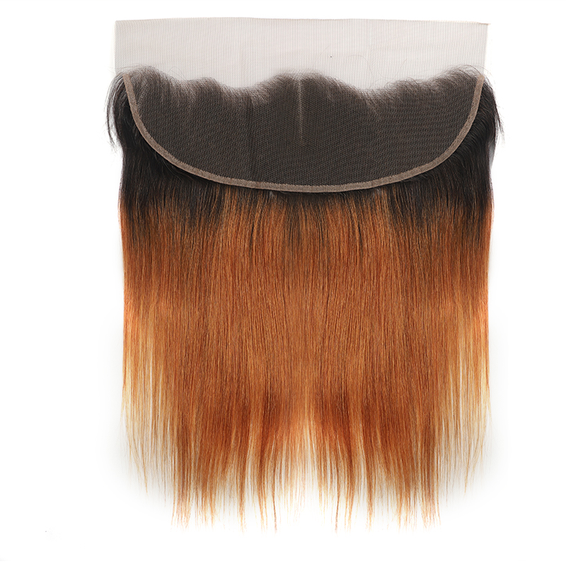 1B/30 Ombre Straight Hair 3 Bundles With 13x4 Lace Frontal Pre Colored