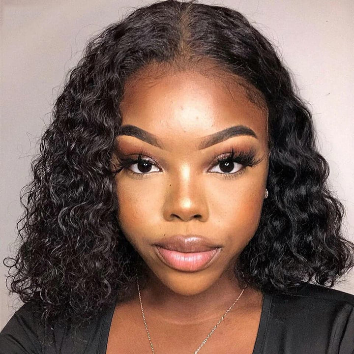 Short Deep Wave Bob 13x4 Lace Front Human Hair Wigs PrePluck With Baby Hair  For Women