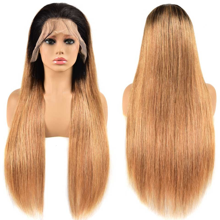 Lumiere 1B/27 Ombre Straight Lace Frontal/Closure wigs virgin human hair with baby hair - Lumiere hair