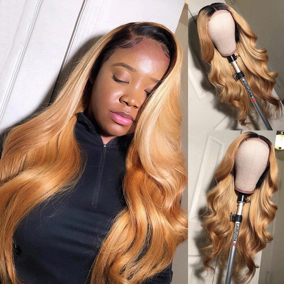 Lumiere 1B/27 Ombre Body Wave 4x4/5x5/13x4 Lace Closure/Frontal 150%/180% Density Wigs For Women Pre Plucked