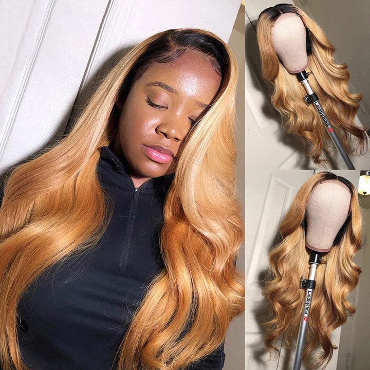 Lumiere 1B/27 Ombre Body Wave 4x4/5x5/13x4 Lace Closure/Frontal 150%/180% Density Wigs For Women Pre Plucked
