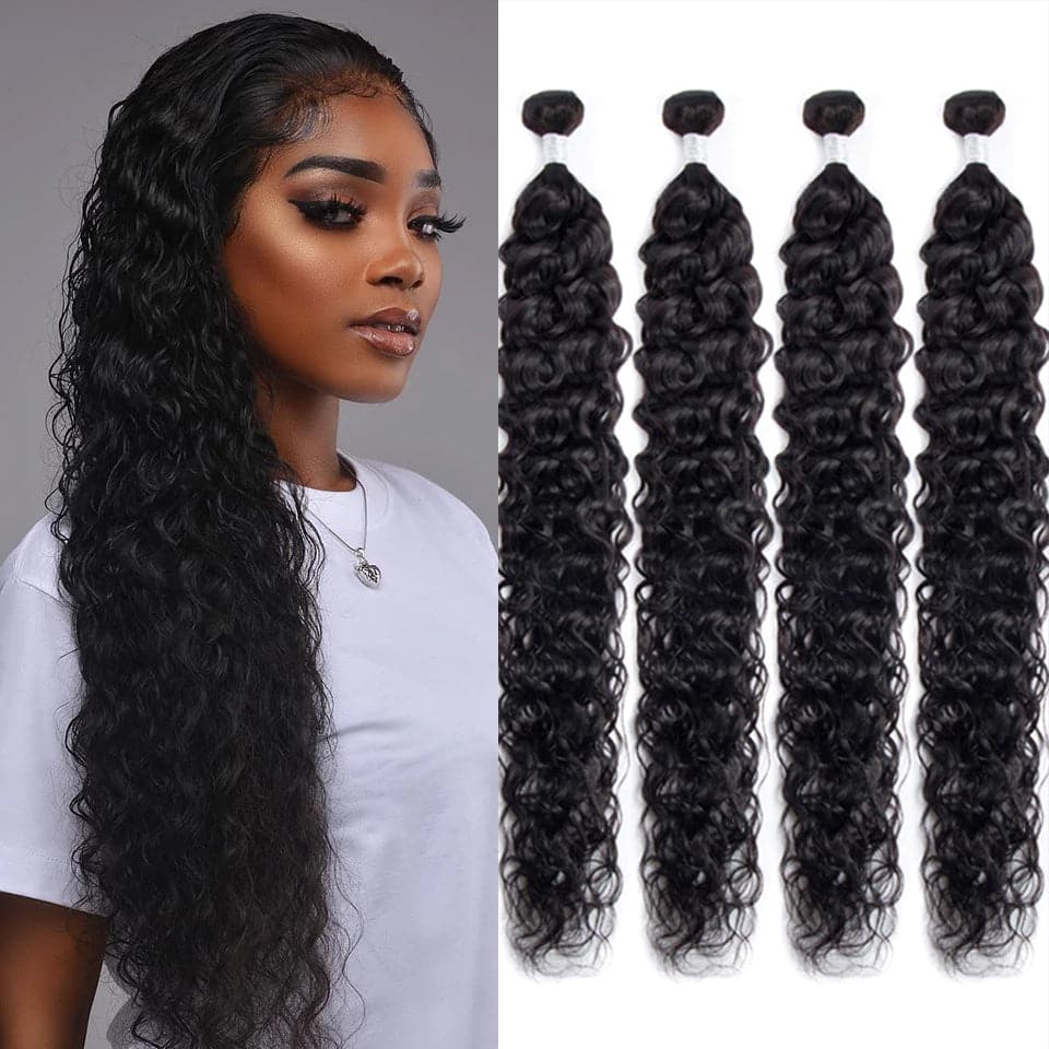 Virgin Malaysian water wave 3 Bundles Natural Black Virgin Malaysian Water Wave Human  main image 2