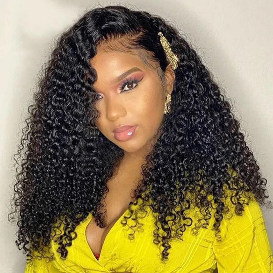 150% Density Kinky Curly Lace Frontal / Closure Virgin Human Hair Wigs With Baby Hair - Lumiere hair