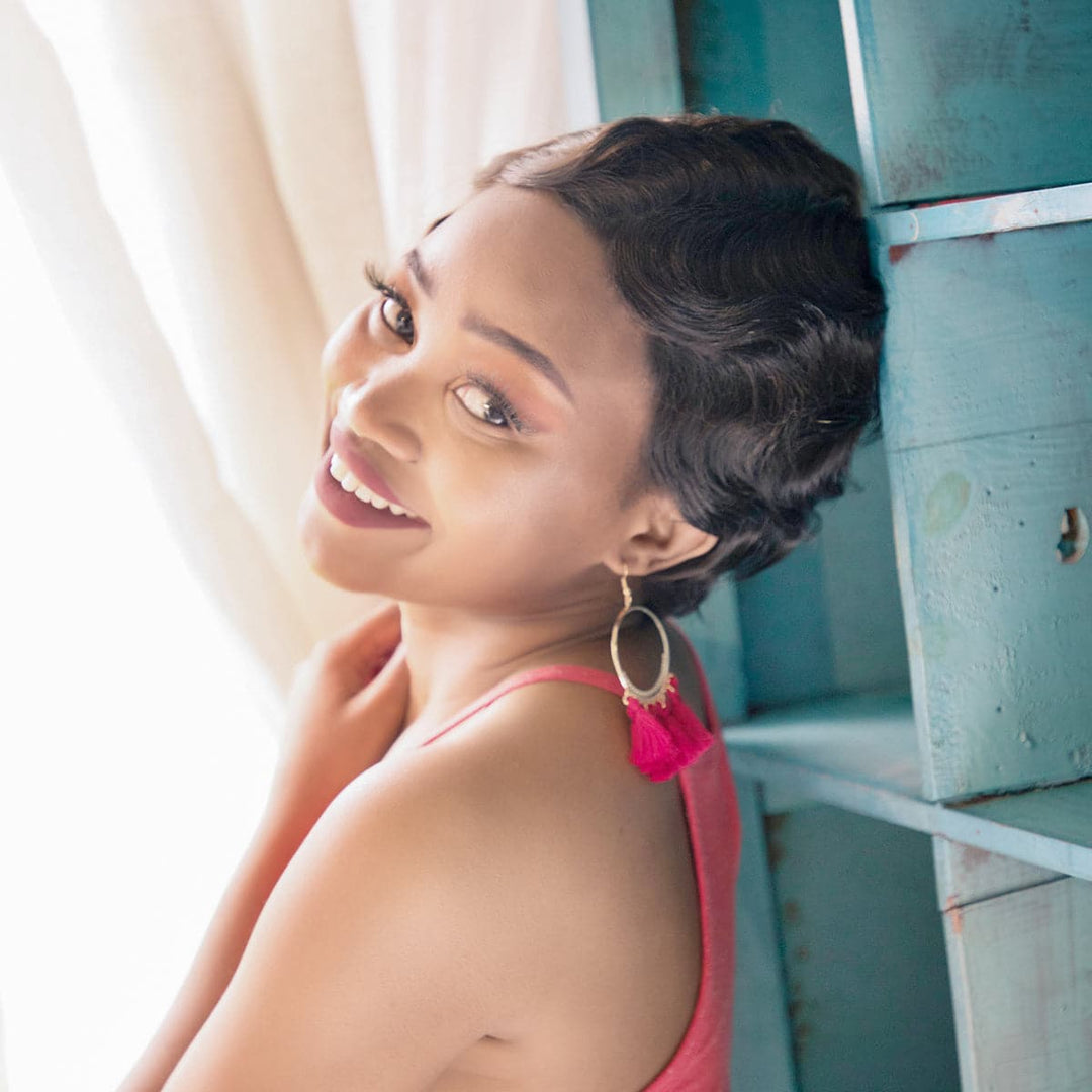 Pixie Cut Finger Wave Short Bob Full Machine None Lace Front Wigs 100% Human Hair fugu wigs