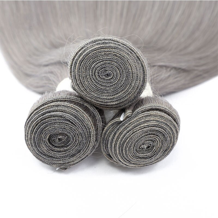 Silver Straight 4 Bundles Brazilian 100% Human Hair For Women