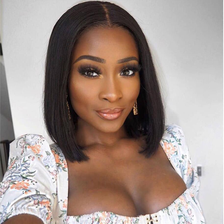 Straight Bob 13X1 T Part Lace Brazilian Wigs For Black Women