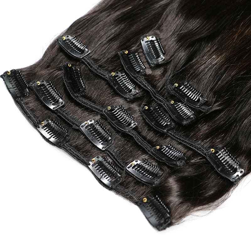 Ship In 24Hours-Lumiere Straight Hair Clip In Human Hair Extensions 8 Pieces/Set 120G