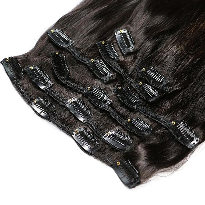 Ship In 24Hours-Lumiere Straight Hair Clip In Human Hair Extensions 8 Pieces/Set 120G