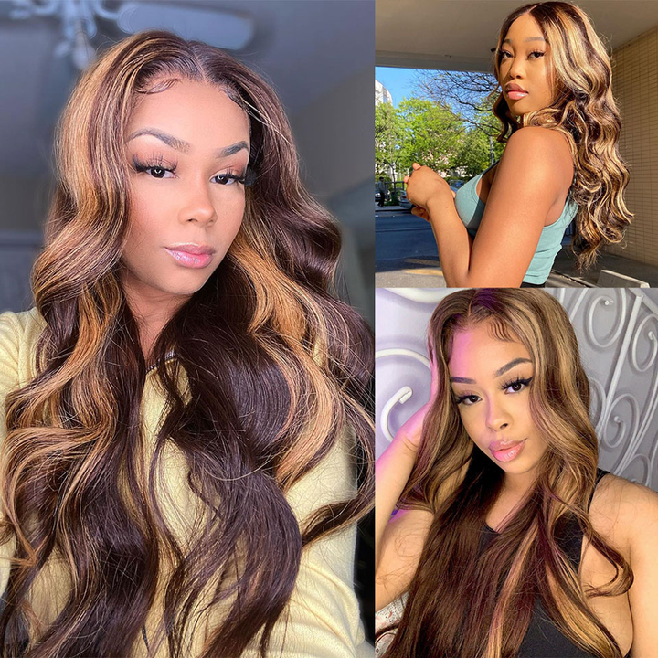 lumiere highlight #4/27 4 Bundles Body Wave Virgin Human Hair Extension(No Code Need)