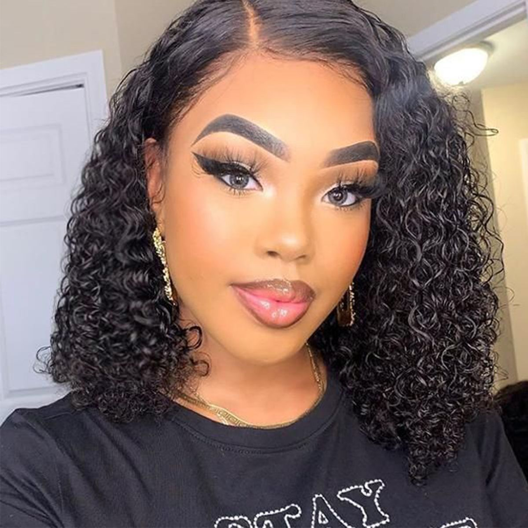 Water Wave Bob Human Hair Wigs for Black Women 13x4 Lace Front Pre Plucked - Lumiere hair