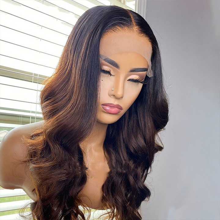 Lumiere 1B/30 Ombre Body Wave 4x4/5x5/13x4 Lace Closure/Frontal 150%/180% Density Wigs For Women Pre Plucked