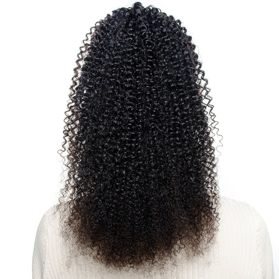 Afro Curly Wrap Around Ponytail Human Hair Extensions Natural Color Hairpiece