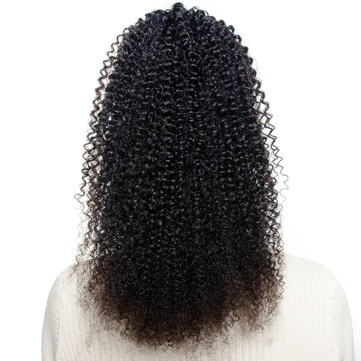 Afro Curly Wrap Around Ponytail Human Hair Extensions Natural Color Hairpiece