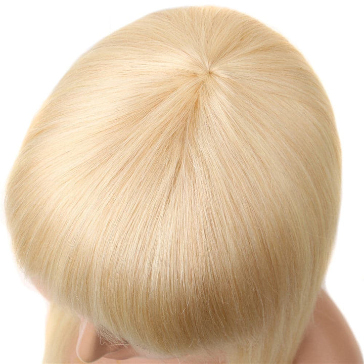 613 Blonde Straight Full Machine Made None Lace Front Wigs With Bangs For Women 12-24 Inches