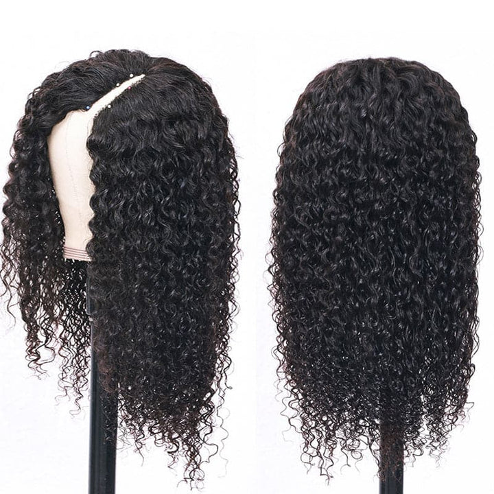 New V Part Water Wave Upgrade No Lace Out Brazilian Remy Human Hair Wigs For Women