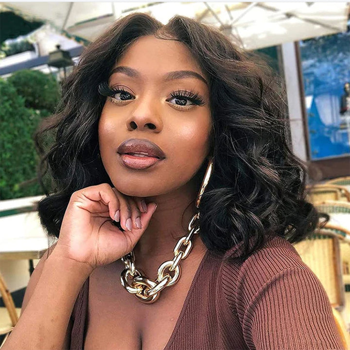 Loose Deep Short Bob 13X1 T-Part Lace Front Human Hair Wig