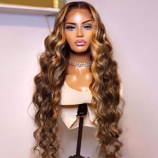 #P4/27 & #P4/30 Highlight Closure/Frontal Lace Loose Deep Wigs Human Hair