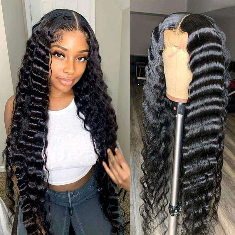 lumiere Loose Deep Wave 13x4 HD Transparent Lace Front Wig Brazilian Human Hair Natural Color