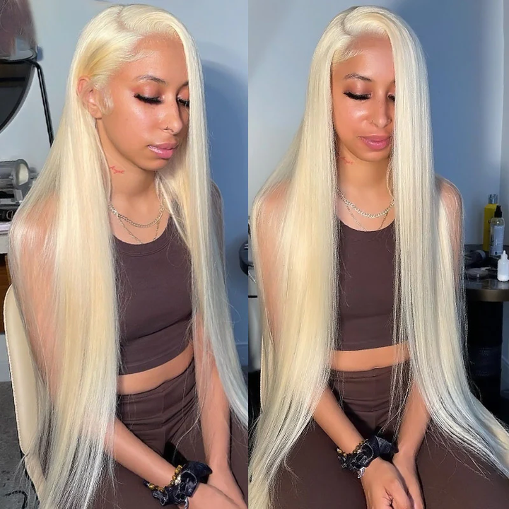 613 Straight 13x4 Lace Front Wigs 150% 180% Density Brazilian Blonde Transparent Lace
