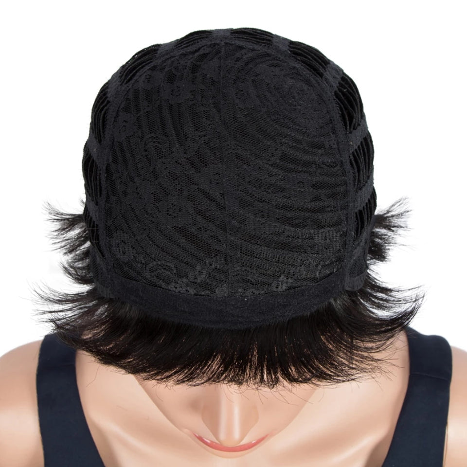 Short Pixie Cut Bob Human Hair Wig Black Women Human Hair Natural Straight Pixie Bob Wig