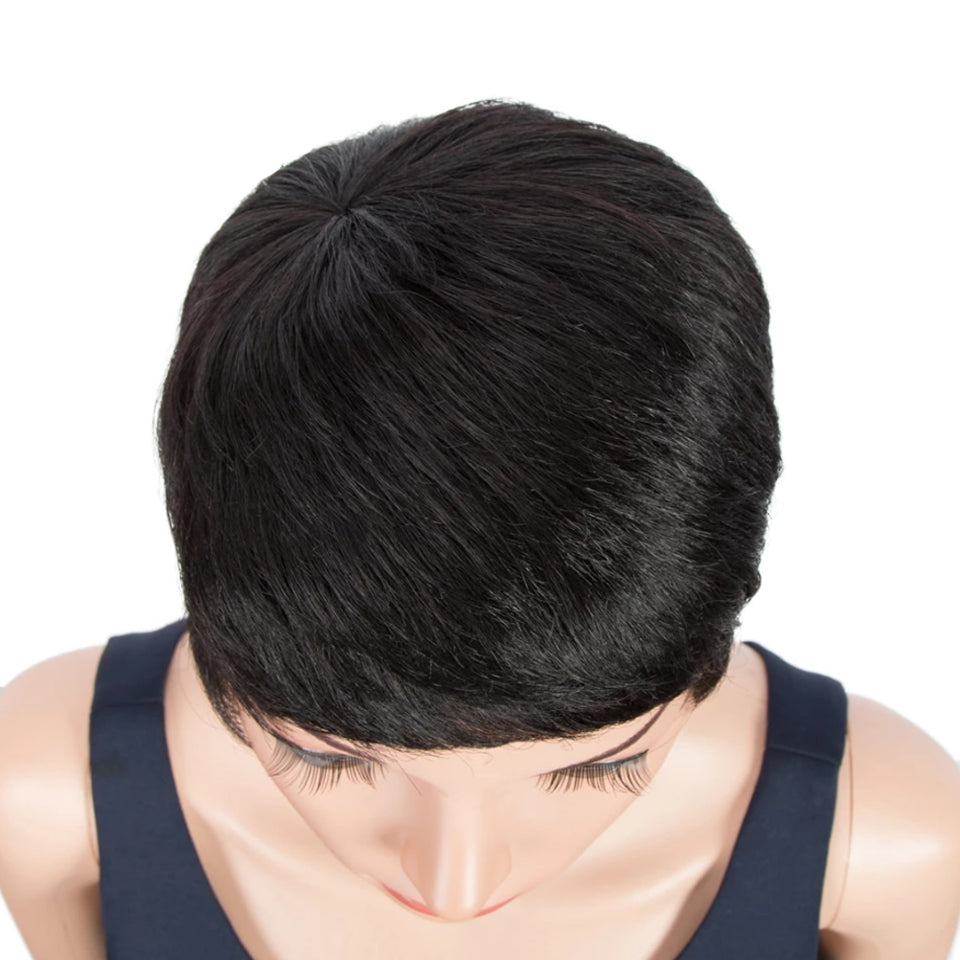 Short Pixie Cut Bob Human Hair Wig Black Women Human Hair Natural Straight Pixie Bob Wig