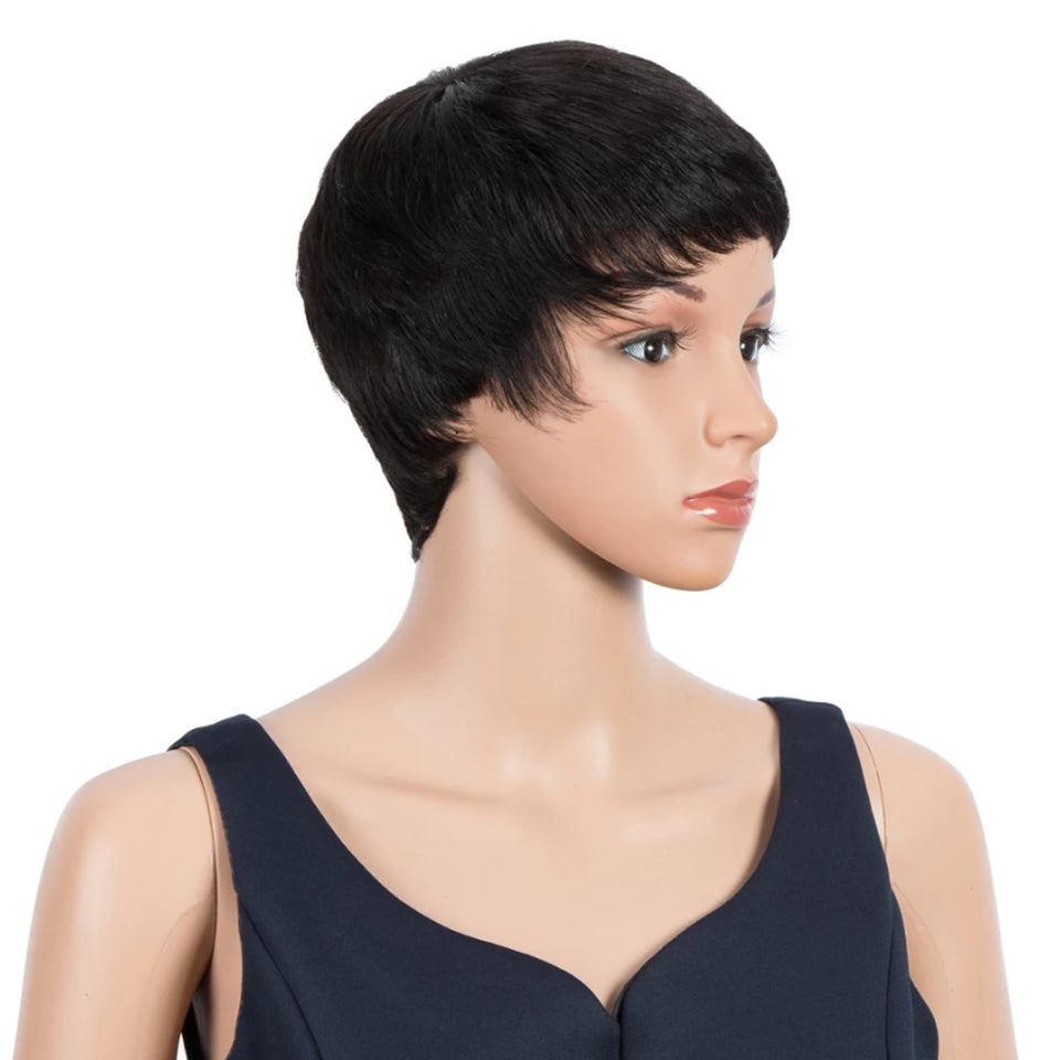 Short Pixie Cut Bob Human Hair Wig Black Women Human Hair Natural Straight Pixie Bob Wig