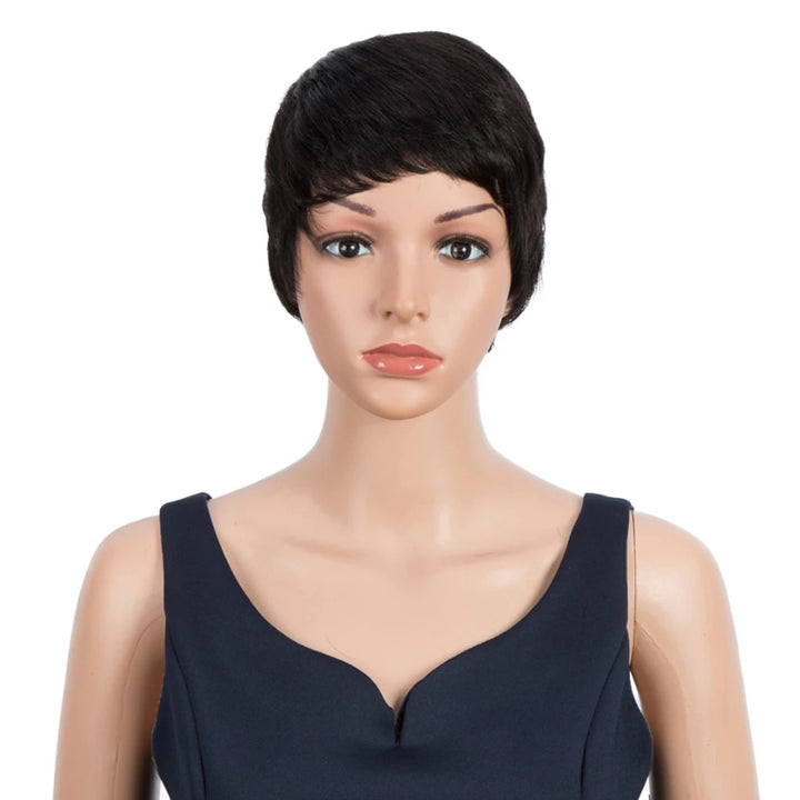 Short Pixie Cut Bob Human Hair Wig Black Women Human Hair Natural Straight Pixie Bob Wig