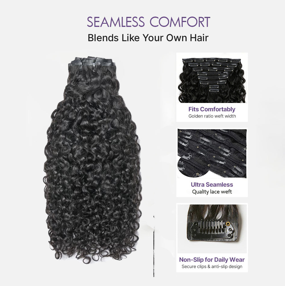 Burmese Curly Seamless Clip in Extensions Real Human Hair 120g/8pcs 160g/10pcs