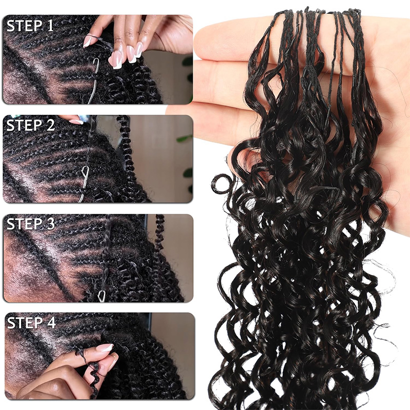Lumiere Kinky Curly Feather Crochet Human Hair Natural Boho Braids Miracle Ready Time-Saving Pre-Separated