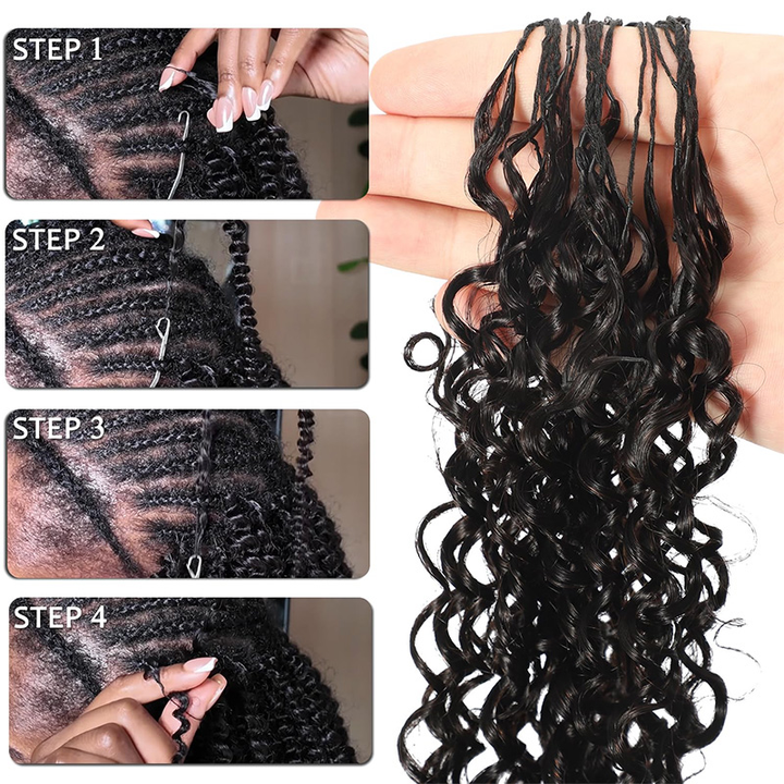 Lumiere Kinky Curly Feather Crochet Human Hair Natural Boho Braids Miracle Ready Time-Saving Pre-Separated