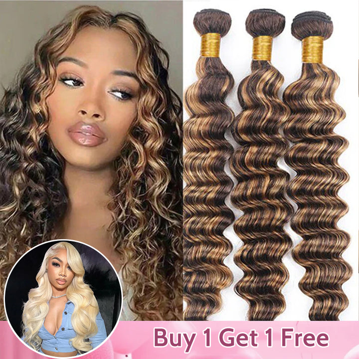 BOGO | P4/27 Highlight Loose Deep Wave 3 Bundles With #613 Body Wave Free Wig 28 Inch (No Code Need)