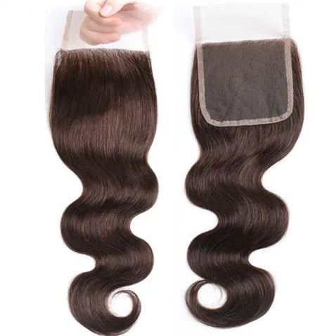 #4 Brown Colored 4x4 Closure  Body Wave Brazilian Human Hair