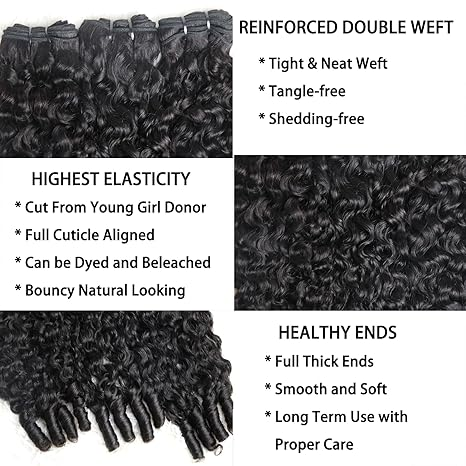 Lumiere Curly Human Hair Burmese Curly 3 Bundles with Spriral End for Women Natural Black