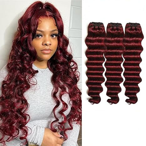 Red Bundles #99j Lumiere Brazilian Hair Loose Deep Human Hair Weave Bundles Extensions 8-32 Inch