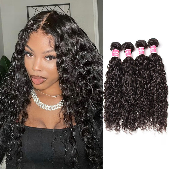lumiere Malaysian Water Wave 4 Bundles Extension de cheveux humains vierges 8-40 pouces 